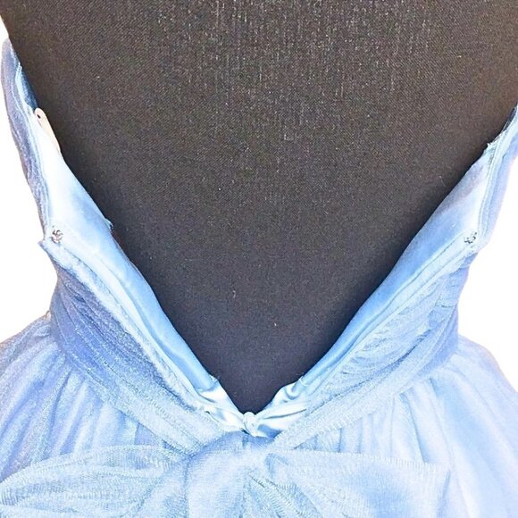 CAMILLE LA VIE BLUE ORGANZA HOMECOMING PARTY DRESS W/ CRYSTAL EMBELLISHED WAIST - Picture 5 of 7